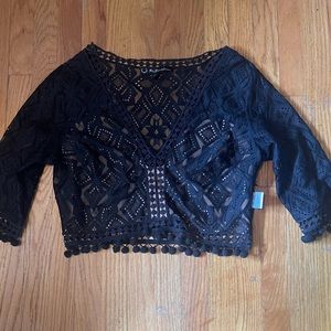 For Love and Lemons Lace cropped blouse Large
